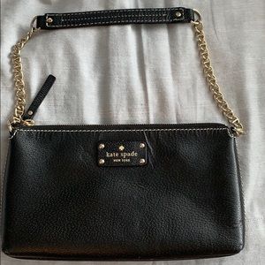 Black leather Kate Spade Chain Shoulder Bag